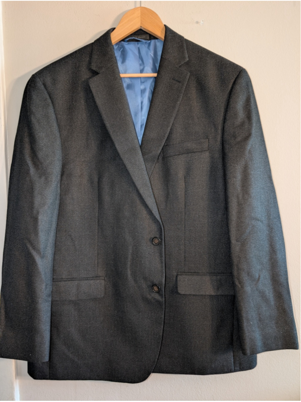 Men's CHAPS Gray Sport Coat Blazer 46R with Blue Lining